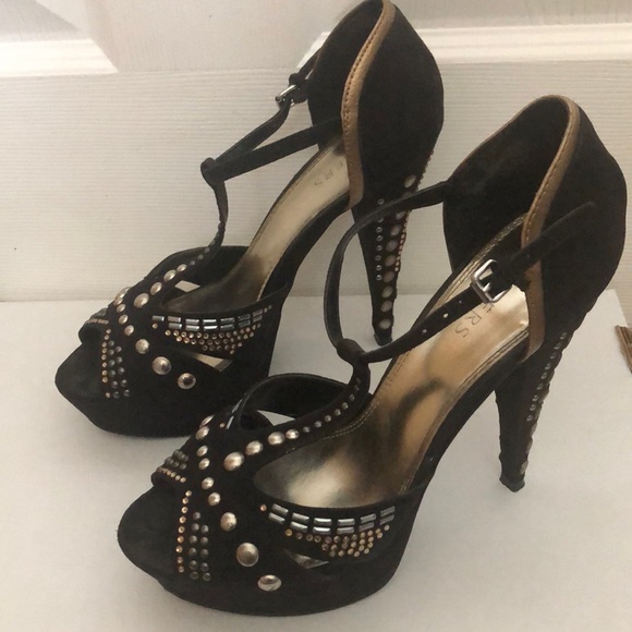 Bakers Suede Black Stiletto Platform Heels Size 9 - Picture 1 of 9